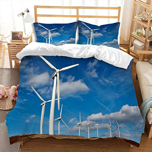 huitutu Bettwäsche Set 155x220cm Fans Muster Mikrofaser mit Reißverschluss Blauer Bettbezug Mädchen Jungen Bettwäsche und 1 Kissenbezug 80x80cm