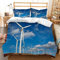 huitutu Bettwäsche Set 155x220cm Fans Muster Mikrofaser mit Reißverschluss Blauer Bettbezug Mädchen Jungen Bettwäsche und 1 Kissenbezug 80x80cm