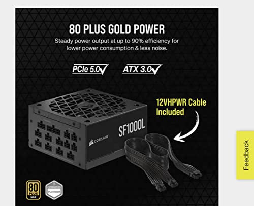 Corsair RPS0156 alimentatore per computer 1000 W 24-pin ATX SFX-L Nero (CORSAIR 1000W SFX-L GOLD F/M SF1000L)