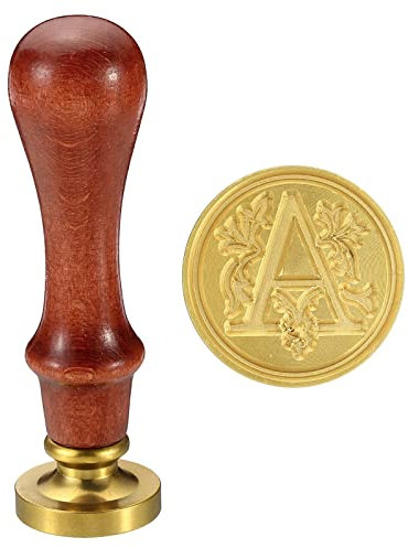 PATIKIL Buchstabe a Wachs Siegel Stempel Initiale Buchstabe Siegel Wachs Stempel Klassisch Retro Abnehmbarer Messingkopf Holz Handgriff für Umschlag Einladungskarten Stil 2