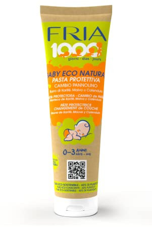 Fria 1000Giorni - Crema Cambio Pannolino Protettiva Baby Eco Natural, Pasta Lenitiva Neonato e Bambino con Ossido di Zinco e Calendula Crema Idratante Testata su Pelli Sensibili Neonati Bambini, 100ml