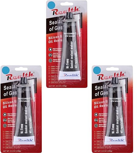 Realth Silicone Gasket Joint Maker 3 Pièce Haute température RTV 3,53 onces Bleu Ultra résistant à l'huile Joint de Bride Haute résistance pour la réparation de Motos Automobiles (SG313)