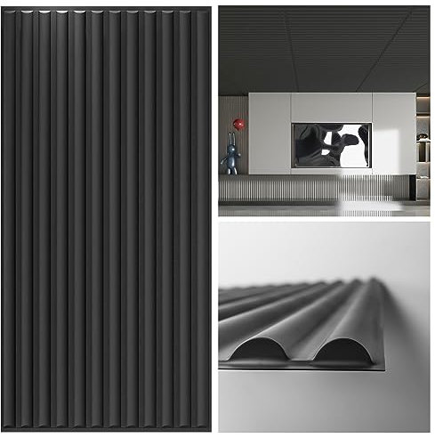 Art3d Lot de 12 feuilles Dalles de plafond, de panneaux muraux 3D pour décoration murale intérieure, 60,5 x 121,5 cm, Noir