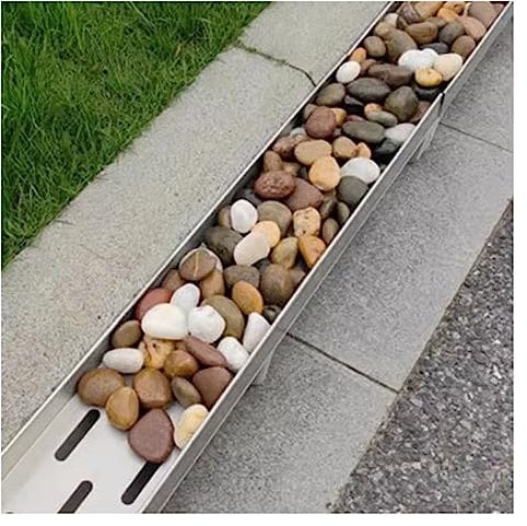 Canaletta Scolo Acqua Canale Di Drenaggio Per Marciapiedi, Cortile, Giardino, Terrazza All'aperto Canalina A Pavimento Con Profilo Profondo Di Drenaggio Per Trincee In Cemento(Size:100x17x15cm)