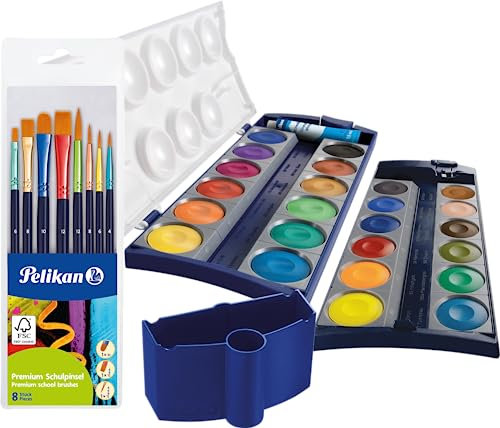 Pelikan 720631 Deckfarbkasten K24, 24 Qualitätsfarben und 1 Tube Deckweiß (7,5 ml) (Malset I)