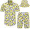 Spanoous Hawaii-Hemden und Shorts für Herren, lustige Hawaii-Hemden für Herren, Strand-Outfit-Sets mit Eimerhüten, Farbe: -07, Large