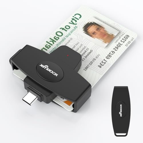 Rocketek USB C DOD Military CAC Smart Card Reader & SIM Card Reader, Compatible with Mac OS, Windows, Linux