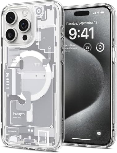 Spigen Ultra Hybrid Zero One MagFit Case for iPhone 15 Pro Max, Compatible with MagSafe Accessories - White