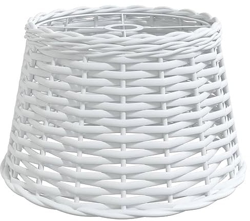 vidaXL Lampenschirm, Deckenlampenschirm für Wohnzimmer Schlafzimmer Esszimmer, Hängelampenschirm mit 1 lackierter Eisenfassung, Deckenlampe Schirm Tischlampe Schirm, Weiß Korbweide