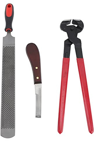 Wnvivi 3 Piezas Herramienta de Reparación de Pezuñas, Kit de Herramientas para Herrador de Caballos, Kit de Herramientas de Corte de Pezuñas de Archivo de Acero de Doble Cara para Caballos, Ganado, Ov