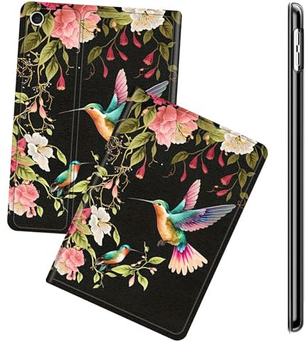 RWUTYTIUL Case for Samsung Galaxy Tab A9 8 Inch 2023 Tablet, Galaxy Tab A9 Case for Women Men Multi-Angle Viewing Shockproof Smart Protective Tablet Case, Flower Hummingbird