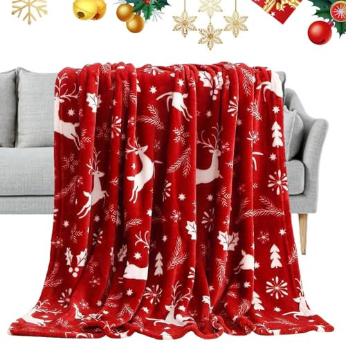 Kaxenig Fleece-Weihnachtsdecke | Weihnachtsdecken Kuscheldecke Weich Warm Winter Sherpa Fleece Decke | Doppelseitiger Weihnachts Kuscheldecke Für Sofa, Bett, Auto, Winter