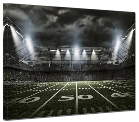 TAOMI American Football Feld, klassisches Rugby-Leinwandgemälde für Badezimmer, Spielzimmer, Wandkunst, neutrales Kunstwerk, Strahler, Sport, Jungen, Schlafzimmer, Wanddekoration, Rahmen, 40,6 x 50,8