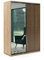 BM-Möbel B&M Furniture Schiebeschrank mit Lamellen und Spiegel Liman - Moderner Kleiderschrank Minimalistisch, Loft-Stil - 150x62x245 cm - Korpus Craft Gold, Fronten Schwarz, Lamellen Craft Gold
