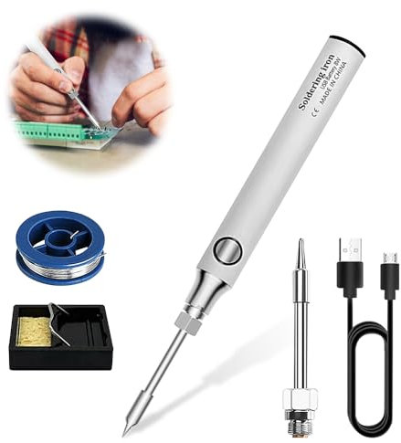 mizikuu Kit de soldador, 8 W soldador eléctrico inalámbrico herramientas de soldadura con temperatura ajustable de 300 a 450 ℃ Soldador Profesional Soldadura Inalámbrico Seguro Estaño
