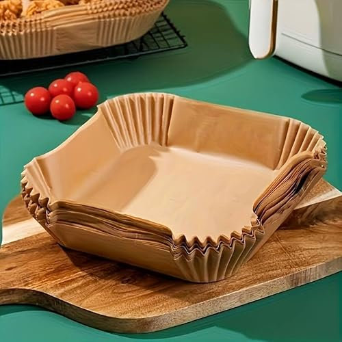 Air Fryer Liners - Pack of 50 6.5 inch I airfryer liners disposable I square air fryer liners I Non-Stick l disposable trays