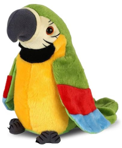 Meleager Sprechender Papagei Spielzeug, Nachsprechendes Papagei Vogel Plüschtier, Kuscheltier mit Aufnahmefunktion und Wiedergabefunktion, Sensorisches Lernspielzeug für Jungen und Mädchen(Grün)