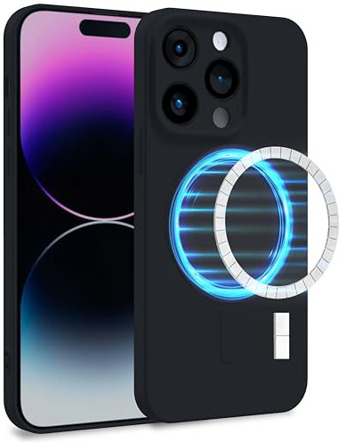 MyGadget Funda [ Compatible con MagSafe ] para Apple iPhone 14 Pro en Silicona TPU - Carcasa de Doble Capa - Case Resistente Antigolpes y Anti choques - Ultra Protectora Negro