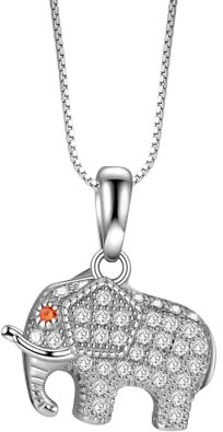 LHJHZDJC Necklace Fashion elephant animal necklaces and pendants for women rose gold and silver color chain necklace with crystal inlays Gift