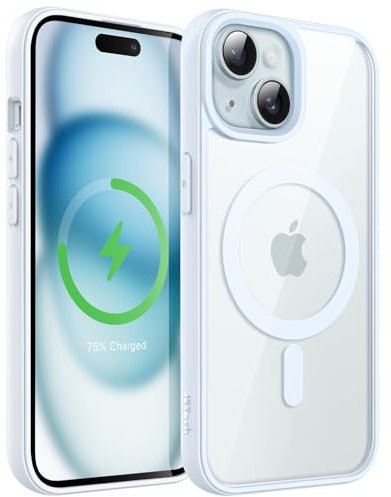 JETech Magnetic Case for iPhone 15 6.1-Inch Compatible with MagSafe, Shockproof Phone Bumper Cover, Solid Color Matte TPU Frame, Anti-Scratch Clear Back (Blue)