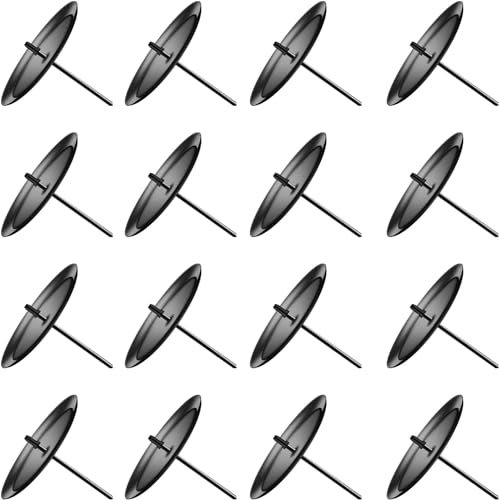 Dulov 16 Stück Adventskranz Kerzenhalter, Metall Kerzenständer, 6 cm / 2.4 Zoll Kerzenteller Kerzenstecker mit Dorn, Schwarz Adventskerzenhalter für Advent Weihnachten Tisch Deko