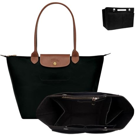 GADITIEK Organizer für Longchamp Tasche, Passend für M-Größe, mit mehreren Taschen, Multi-Pocket Felt Handbag Organizer for Insert Wallet Organizer for Longchamp (Schwarz-M)