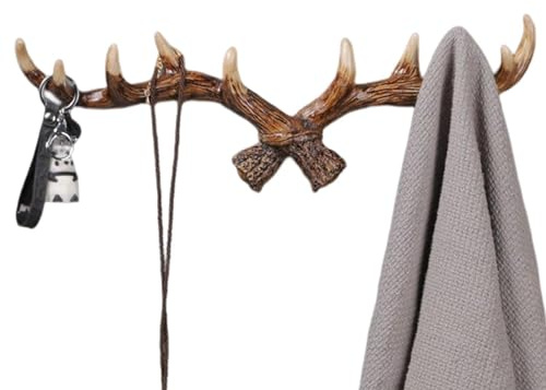 Geweih-Schlüsselhaken | Wandhaken Für Mäntel,Wandhaken Kleiderhaken, Rustikale, Strapazierfähige, Dekorative Hirsch-Wandhaken Aus -Gusseisen Für Schlafzimmer, Garderobe, Geschäft