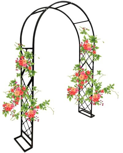 Enrejado grande de metal para pérgola de jardín para plantas trepadoras, ceremonia de boda, telón de fondo de ancho ajustable, color negro (140 x 230 cm)