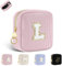 Personalisierte Kosmetiktasche Kleine Make up Tasche Cord Schminktasche Damen Tragbare Reise-Kulturbeutel für Toilettenartikel Organizer Personalisierte Initialen Geburtstag für Mädchen Rosa L