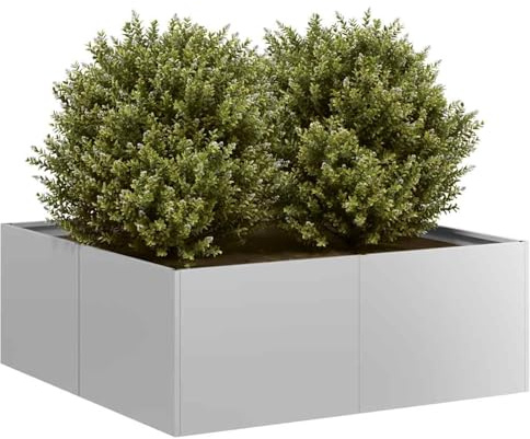Homgoday Arredo Fioriera 80x80x30 cm in Acciaio Zincato,Arredo Fioriera da Esterno Fioriera Balcone Fioriera Grigliato per Giardino