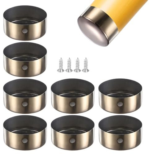 M METERXITY 8-Pack Handrail End Caps, 1.77 Inch/45mm Inner Diameter Stainless Steel Round Handrail End Caps for Furniture/Stair, Guardrail Tube End Cover [Rose Gold]