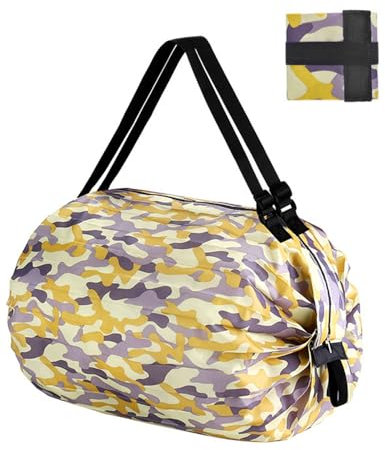 TPZORJX 1 x borsa della spesa pieghevole, borsa della spesa con cerniera, borsa di stoccaggio robusta con una capacità di 15 kg, borsa tote di grande capacità del supermercato della lavanderia