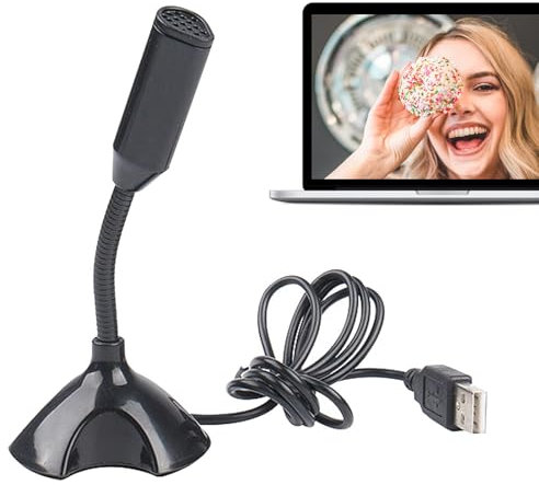 Microphone USB - Microphone à condensateur Plug & Play, compatible avec la réduction du bruit | Microphone idéal pour jeux, enregistrement, streaming et KTV, microphone de table pour PC, ordinateur