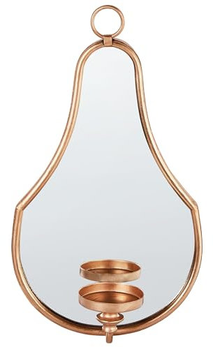 Wandkerzenhalter Metall mit Spiegel hängend Gold Bazarnes