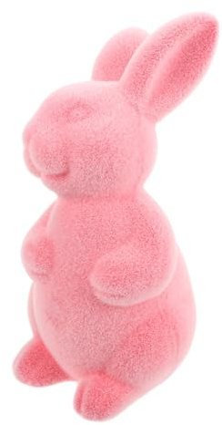 Hemobllo Große Outdoor Osterhasen Figuren Beflockte Hase Gartenstatue Realistische Hasen Deko Ornament Rosa Osterhasen Skulptur Für Außenbereich