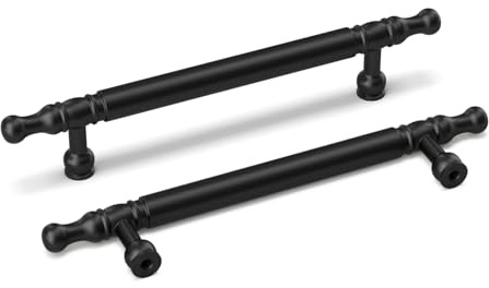 LONTAN 20 Stück Schrankgriffe Schwarz Griffe für Küchenschränke Schrankgriffe Vintage Küchengriffe 128mm Lochabstand Griff Schwarz Möbelgriffe Vintage Schubladengriffe