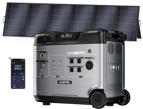 OUKITEL P5000 Pro Solargenerator mit 500W Solarpanel, 5120Wh Powerstation mit 5×4000W AC-Steckdosen (8000W Spitzenleistung), 1800W Schnellladung, Notstromversorgung für Zuhause, Notfall-Backup-Akku