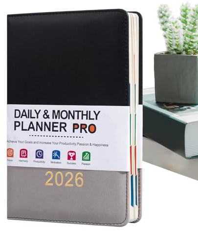 A5 Akademischer Planer 2026 - 365 Tage Tagesplaner, kompletter Jahreskalender | für Männer und Frauen, Schule und Zuhause, Büro und Klassenzimmer, Arbeit und Familie, Planung & Gold