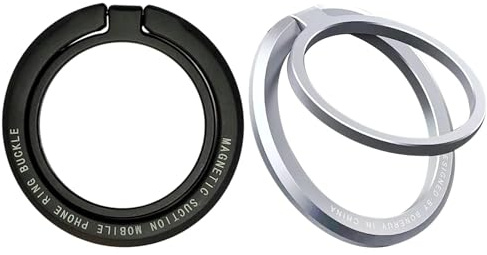 ZXTGBQ 2Pcs Magnetisch Handy Ring Halterung, 360° Drehbarer Handy Fingerhalter, Abnehmbar Handy Griff, für iPhone, Alle Smartphone mit Metallring, Schwarz und Silber