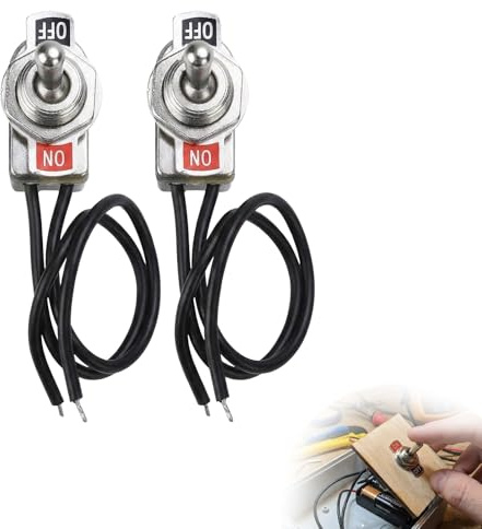 wilcractk Lot de 2 Interrupteurs à Bascule 12V avec Câblage, Interrupteur Bipolaire 12V 6A120V/3A230V, pour Installation dans Maisons, Voitures, Bateaux, Modélisme et Appareils Ménagers