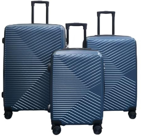 Infinity 3 teiliges Gepäckset Hartschalen Leichtes ABS Reisen Kabine Case Feiertage Koffer Taschen (3-teiliges Set inklusive Kabine, M, L) Petrolblau