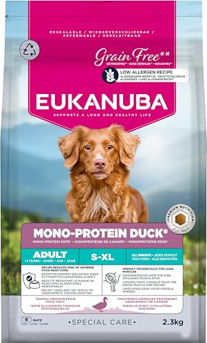 Eukanuba Mono-Protein Ente Hundefutter trocken, 2,3 kg | Special Care | Trockenfutter | für ausgewachsene Hunde | mit nur Ente als tierischem Protein | allergenarme Rezeptur