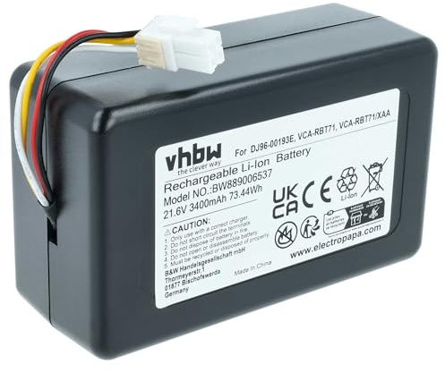 vhbw Akku Ersatz für Samsung DJ96-00193E | VCA-RBT71/XAA, VCA-RBT71 für Saugroboter (3,4 Ah, 21,6 V, Li-Ion)