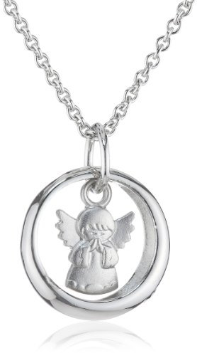 XAANA Jungen-Taufkette Taufring mit synth. Safir und einem kleinen Engel-Einhänger 925er Sterlingsilber AMZ0175