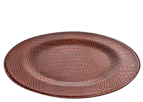 SIGNATURE HOME COLLECTION AP-103-A01 - Sottopiatto, in Pelle Stampa di Coccodrillo, Lavabile, 34 x 34 cm, Altezza 2 cm, Colore: Marrone Chiaro