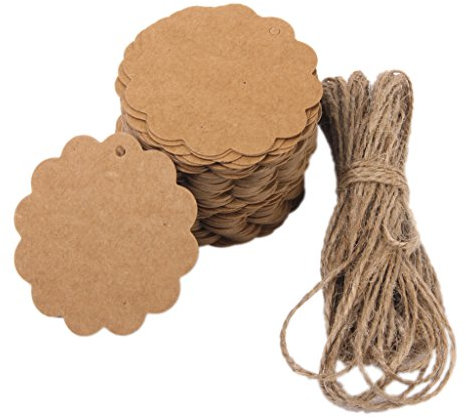 Phenovo Blume Geschenkaufkleber Geschenkanhänger Geschenk Umbauten Aufkleber Kraft Papier Leer Karte Hand Zeichnen Sie 100 Stück braun