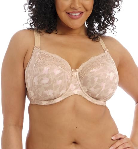 Elomi Women's Plus Size Morgan Underwire Branded Bra with Stretch Lace, Toasted Almond, 32K UK
