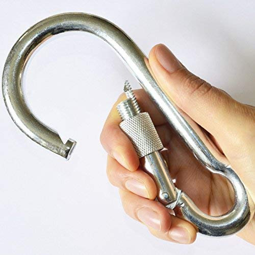 Satz von 2 großen Karabinerhaken mit Schraubverschluss, 13mm x 160mm lang, Arbeitslast: 600kg, für sportliche Aktivitäten und schwere Arbeiten