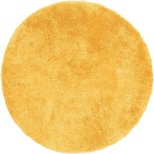 Erwin Müller Badematte, Badteppich Kefalonia rutschhemmend gelb Größe rund: 120 cm Ø - für Fußbodenheizung geeignet, dichter, Flauschiger Floor (weitere Farben, Größen)