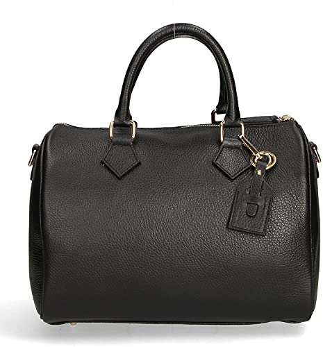 Chicca Borse Borsa Donna a Mano Pelle con Tracolla Bauletto, Nero